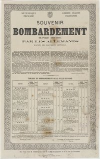 SOUVENIR/ DU/ BOMBARDEMENT/ DE PARIS (1870-1871)/ PAR LES ALLEMANDS/ D' APRÈS DES DOCUMENTS OFFICIELS