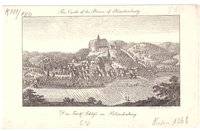 Blankenburg (Harz): Stadt und Schloß von Norden, um 1814 (Wiederhold: Stammbuchblatt)