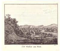 Goslar: Stadt mit dem Klusfelsen, um 1850