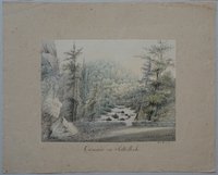 Selketal: Wasserfall im Tal, von Wilhelm Günther Bleichrodt, um 1820