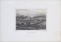 Wernigerode: Stadt und Schloß vor dem Harz von Norden, um 1855 (aus: Brückner "Harz-Album"))