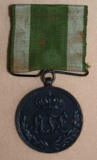 Kriegsdenkmünze oder Campagne-Medaille mit Band, Anhalt-Bernburg, 1814-1815