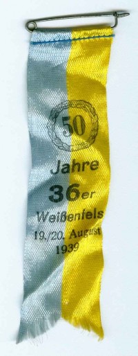 Veranstaltungsabzeichen zum 50jährigen Bestehen des Militärvereins ehemalige Angehörige des 36. Infanterieregiments, Weißenfels