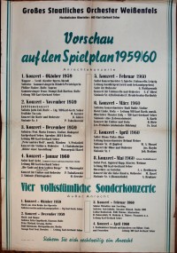 Plakat/ Kultur "Großes Staatliches Orchester Weißenfels", DDR 1959/60