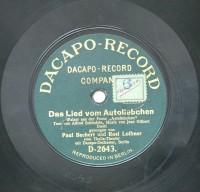 Schallplatte 78 rpm des Labels Dacapo-Record