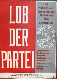 Plakat/Propaganda "Lob der Partei", DDR, Weißenfels 1958