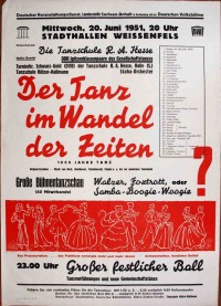 Plakat/Kultur "Der Tanz im Wandel der Zeiten", DDR, Weißenfels 1957