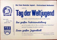Plakat/ Kultur/Propaganda "Tag der Weltjugend", DDR, Weißenfels 1953