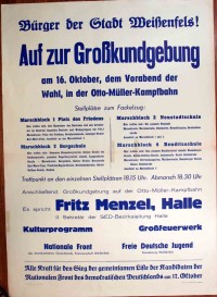 Plakat/Propaganda "Auf zur Großkundgebung ...", DDR,Weißenfels 1954