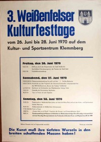 Plakat/Kultur "3. Weißenfelser Kulturfesttage", DDR, Weißenfels 1970