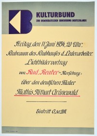 Lichtbildervortrag über Mathis Nithart Grünewald 1954