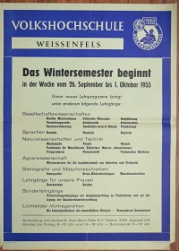 Wintersemester der Volkshochschule Weißenfels, 1955