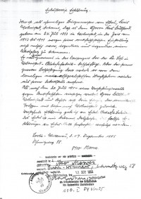 Kopie Eidesstattliche Erklärung von Otto Mewes zur Person Karl Duldhardt, 17. September 1955