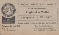 Eintrittskarte UEFA-Juniorenturnier 1969 England-Malta