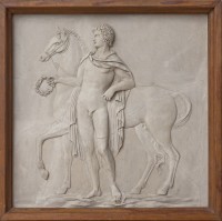Relief eines Jüngling mit Pferd