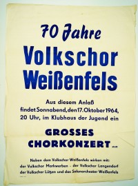 Plakat 70 Jahre Volkschor Weißenfels, 1964