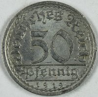 50 Pfennig, 1919, Deutsches Reich (3x)