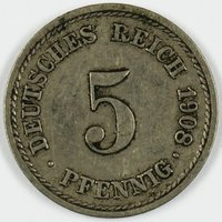 5 Pfennig, 1908, Deutsches Reich (4x)