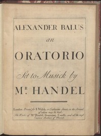 Alexander Balus, an oratorio