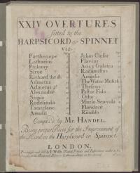 XXIV overtures fitted to the harpsicord or spinnet viz Parthenope ...