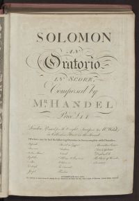 Solomon an oratorio in score