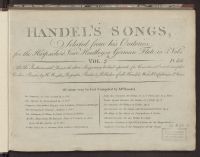 Handel’s songs selected from his oratorios : for the harpsichord, voice, hautboy, or german flute, in 5 vols. ; Vol. 5