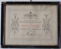 Urkunde für Verdienst-Medaille Weltausstellung Wien 1873