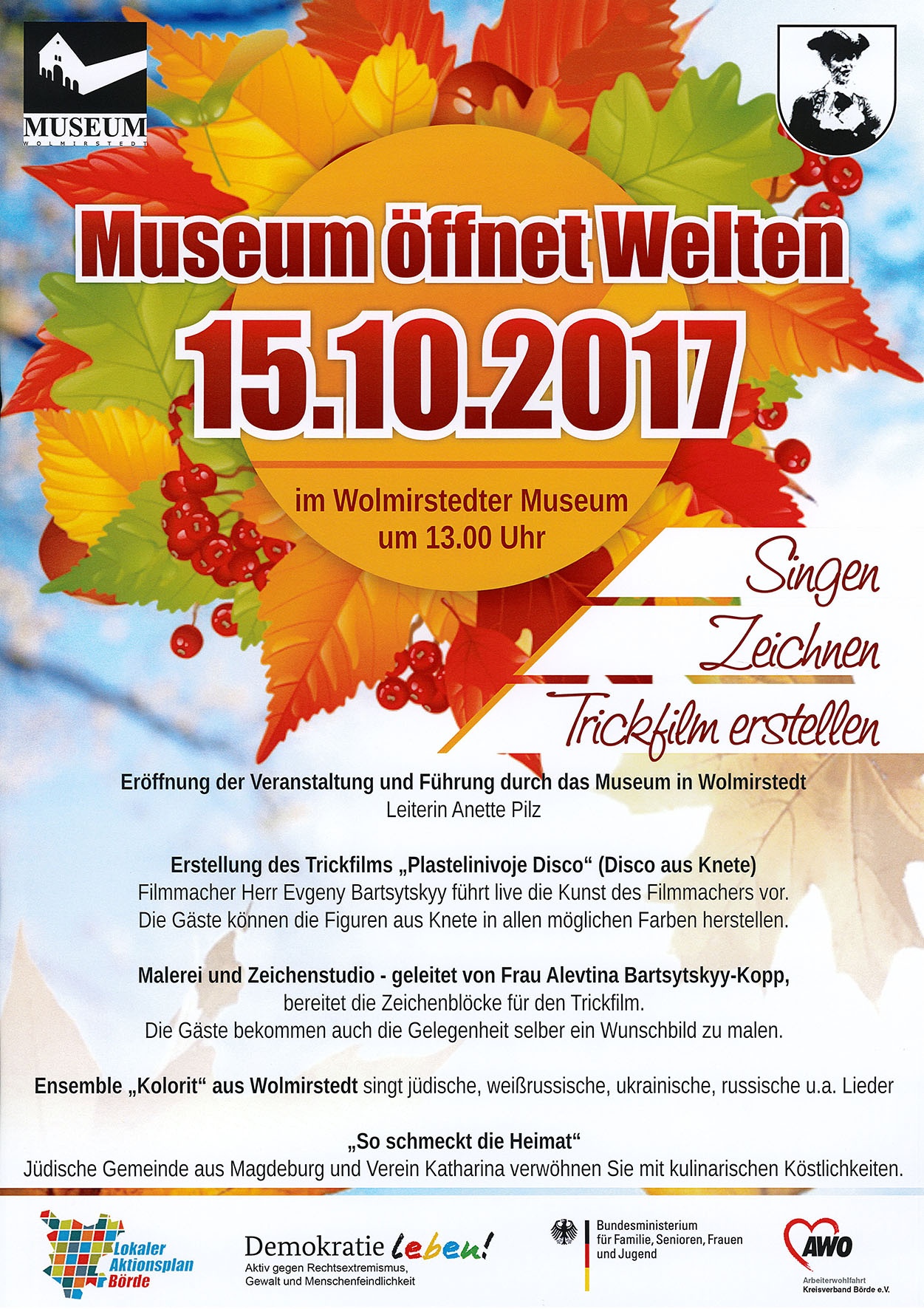 Plakat Zur Veranstaltung Museum Offnet Welten Am 15 10 17 Museum Wolmirstedt Museum Digital Sachsen Anhalt